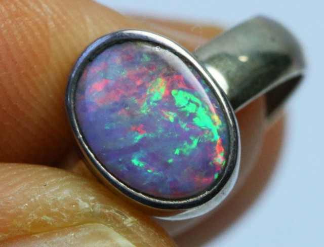 6.5 SIZE BOULDER OPAL RING -NATURAL-SILVER [SOJ1509