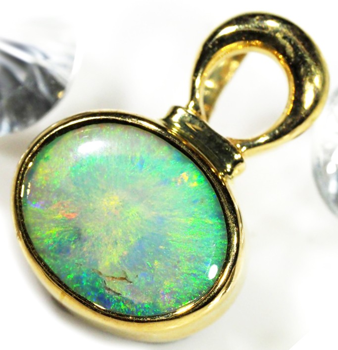 crystal opal gold pendant