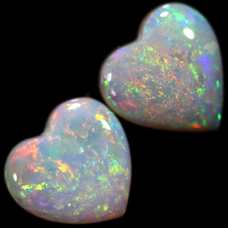 crystal opal pair heart shape