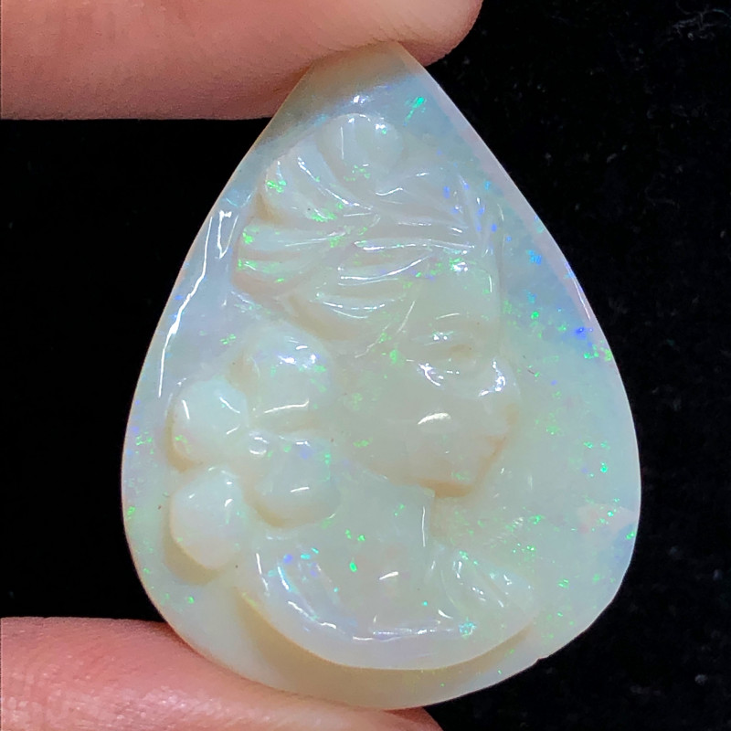 white opal cameo carving