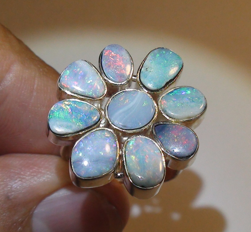 sterling silver opal doublet ring