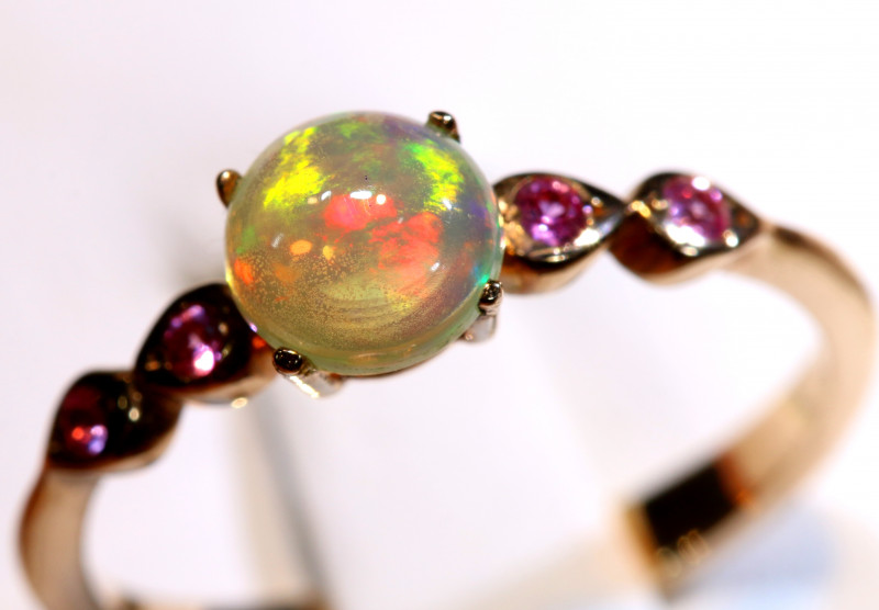 ethiopian opal ring with rubies