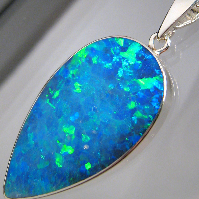Large Opal Pendant Australian Silver Jewelry 14ct