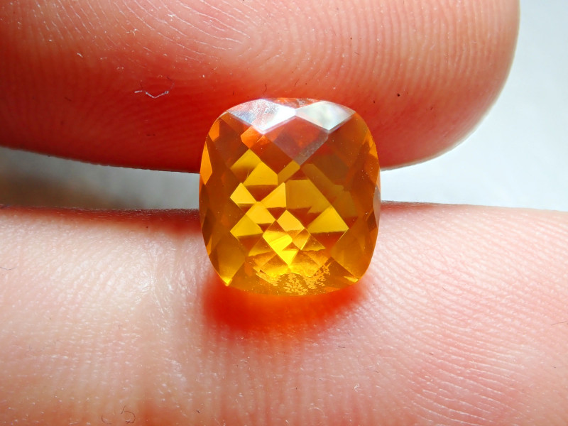 orange mexican fire opal gemstone faceted